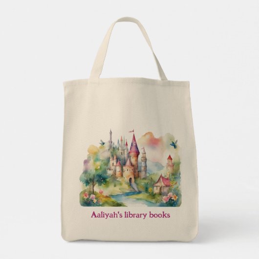 Personalized Kid's Castle Two Library Book Tote Bag (Achterkant)