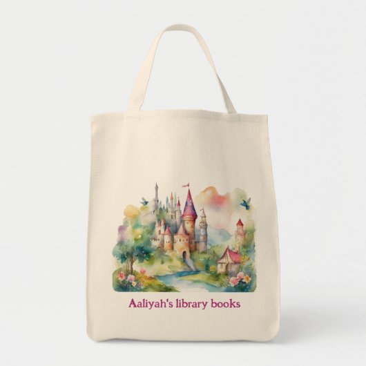 Personalized Kid's Castle Two Library Book Tote Bag (Voorkant)