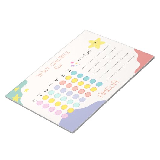 Personalized Kids Chore Chart Encouraging Rewards Notitieblok (Schuin)