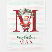 Personalized Kids Christmas Blanket with Santa Fleece Deken (Voorkant)