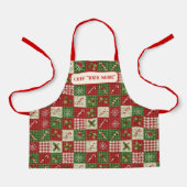 Personalized Kid's Christmas Quilt Patchwork Chef Schort (Voorkant)
