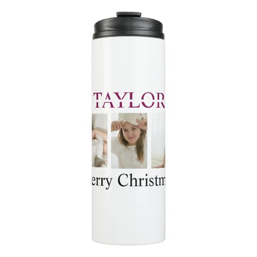 Personalized Kids Christmas Tumbler – Name & Photo Thermosbeker (Voorkant)