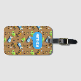 Personalized Kids Construction Vehicles Bagagelabel