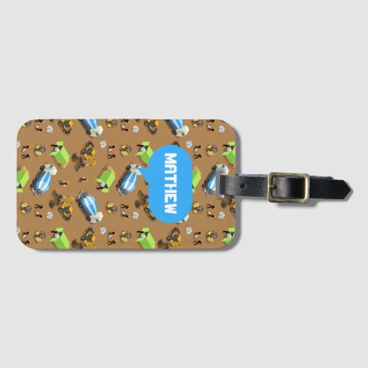 Personalized Kids Construction Vehicles Bagagelabel (Voorkant (horizontaal))