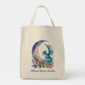 Personalized Kid's Dragon Library Book Tote Bag (Achterkant)