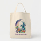 Personalized Kid's Dragon Library Book Tote Bag (Voorkant)