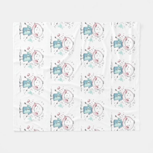 Personalized Kids Drawing Fleece Deken (Voorkant (Horizontaal))