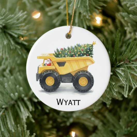 Personalized Kids Dump Truck Christmas Ornament  (Boom)
