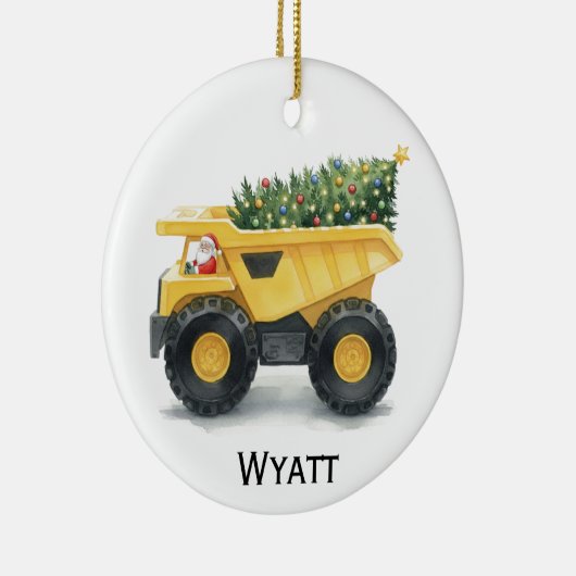 Personalized Kids Dump Truck Christmas Ornament (Rechts)