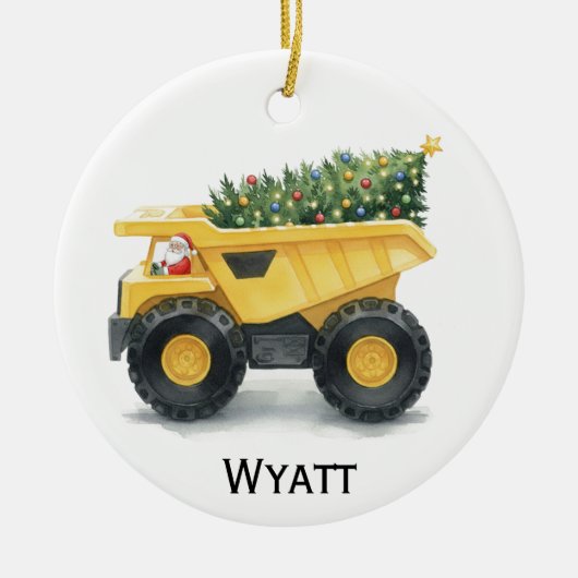 Personalized Kids Dump Truck Christmas Ornament (Voorkant)