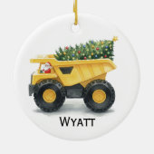 Personalized Kids Dump Truck Christmas Ornament  (Achterkant)