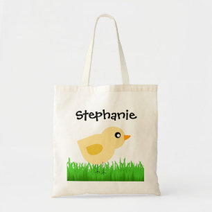 Personalized Kid's Easter Egg Hunt Cute Chick Tote Bag