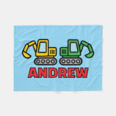 Personalized kid's fleece blanket with excavators deken (Voorkant (Horizontaal))