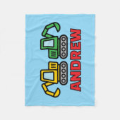 Personalized kid's fleece blanket with excavators deken (Voorkant)