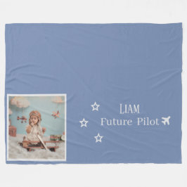Personalized Kids Future Pilot with Photo & Name Fleece Deken