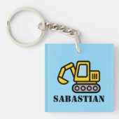 Personalized kid's keychain with toy excavator  (Voorkant)