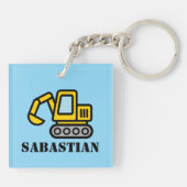 Personalized kid's keychain with toy excavator  (Achterkant)