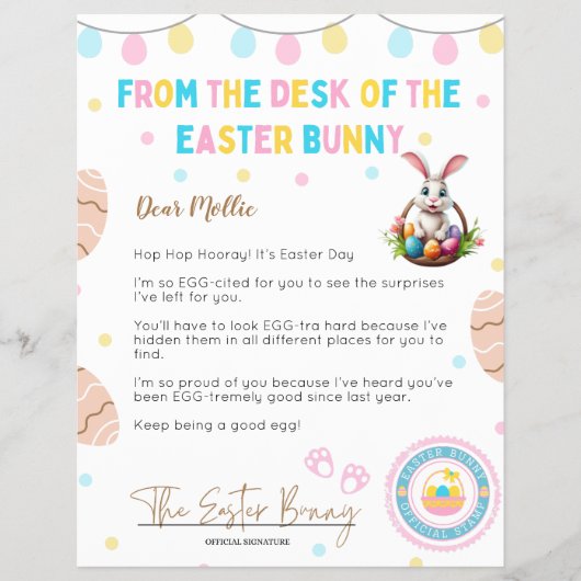 Personalized Kids Letter from Easter Bunny Flyer (Voorkant)