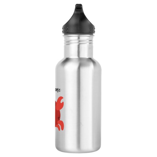 Personalized Kids Name Crab Cartoon  Waterfles (Rechts)