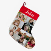 Personalized Kids Name & Photo Collage Grote Kerstsok (Voorkant (Hangend))