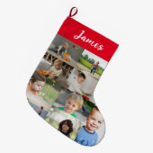 Personalized Kids Name & Photo Collage Grote Kerstsok (Voorkant (Hangend))