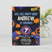 Personalized Kids Nerf Birthday Invitation Kaart (Staand voorkant)