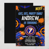 Personalized Kids Nerf Birthday Invitation Kaart (Voorkant / Achterkant)