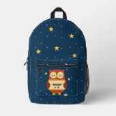 Personalized Kids Owl Backpack – Starry Night Name Bedrukte Rugzak (Voorkant)