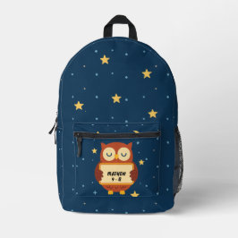 Personalized Kids Owl Backpack – Starry Night Name Bedrukte Rugzak