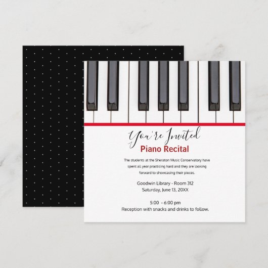 Personalized Kids Piano Recital Invitation (Voorkant / Achterkant)