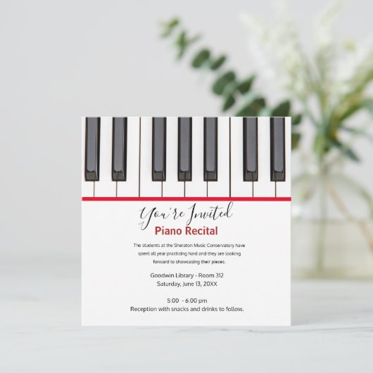 Personalized Kids Piano Recital Invitation (Staand voorkant)