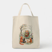 Personalized Kid's Red Panda Library Book Tote Bag (Achterkant)
