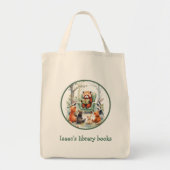 Personalized Kid's Red Panda Library Book Tote Bag (Voorkant)
