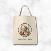 Personalized Kid's Red Panda Library Book Tote Bag