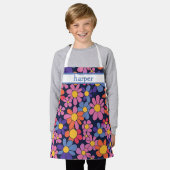 Personalized Kids Retro Flower Apron Schort (Gedragen)