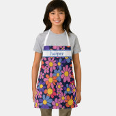 Personalized Kids Retro Flower Apron Schort (Insitu)