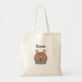Personalized Kids' Tote Bag with Hipster Bear (Voorkant)