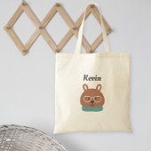 Personalized Kids' Tote Bag with Hipster Bear