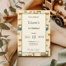 Personalized Kids Train Birthday Party Kaart