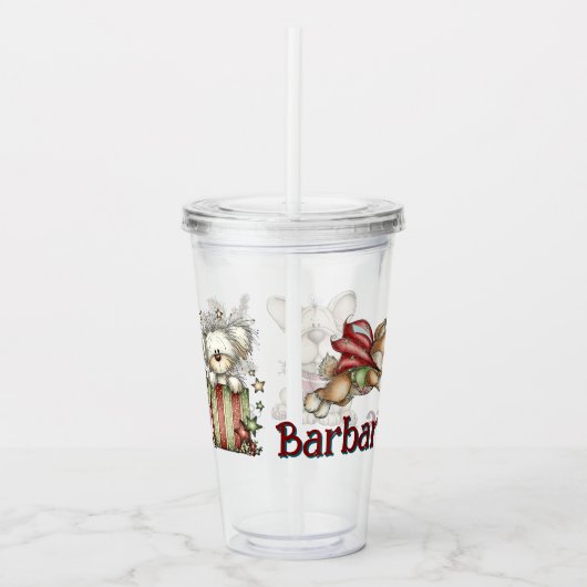 Personalized Kids Whimsical Christmas Acryl Drinkbeker (Voorkant)