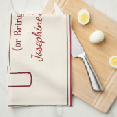Personalized Kiss the Cook or Bring Wine Funny Red Theedoek (Quarter Fold)