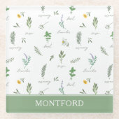 Personalized Kitchen Garden Botanical Glazen Onderzetter (Voorkant)