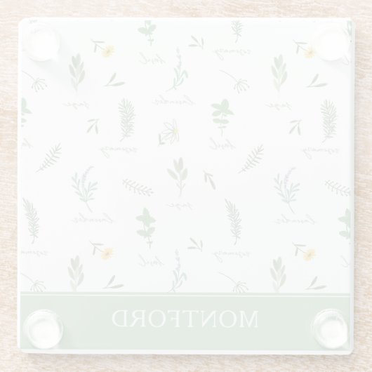 Personalized Kitchen Garden Botanical Glazen Onderzetter (Achterkant)