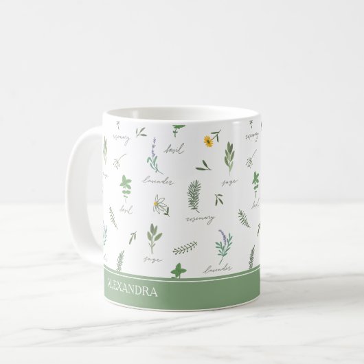Personalized Kitchen Garden Botanical Mug Koffiemok (Voorkant links)