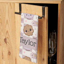 Personalized Kitchen Tea Towel Kawaii Cookie  Theedoek
