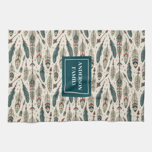 Personalized Kitchen Towel Ethnic Chic Vibe Theedoek (Horizontaal)