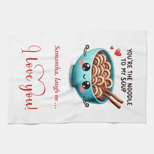 Personalized Kitchen Towel Funny Food Love Quotes Theedoek (Horizontaal)