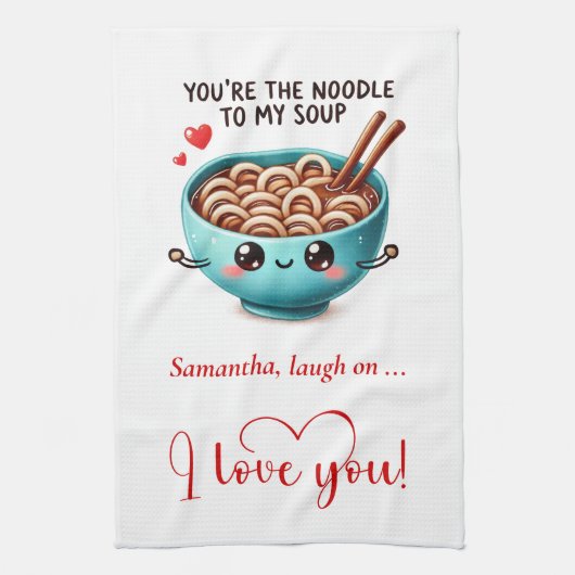 Personalized Kitchen Towel Funny Food Love Quotes Theedoek (Verticaal)