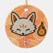 Personalized Kitsune Ceramic Ornament | Japanese F (Voorkant)