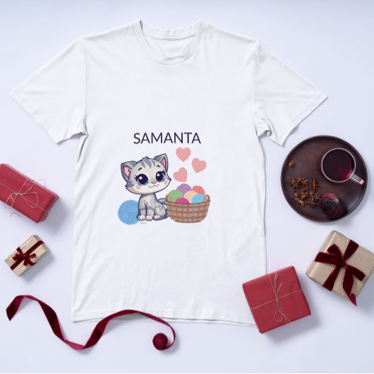  Personalized Kitten & Yarn Baby Bodysuit